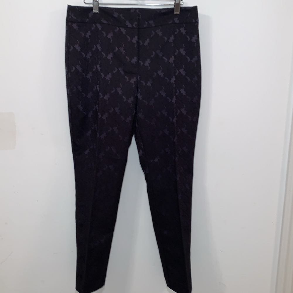 Ann Taylor Black Floral Patterned Dress Pants Size 8 Petite Stretch Textured